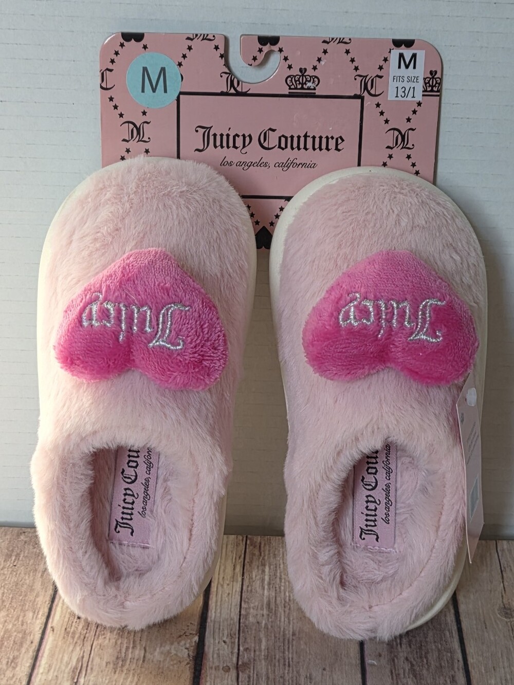 Juicy Couture Kids Pink Plush Heart Slip-On Shoes NWT